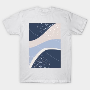 Blue and Neutral Tones Modern Abstract Organic Shapes T-Shirt